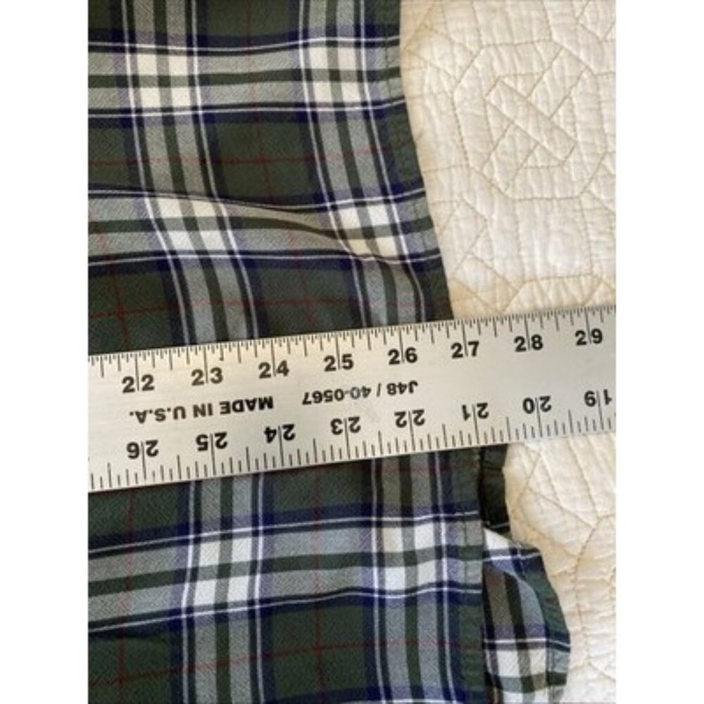 Max Studio Buffalo Plaid Shirt Green & White XL Adjustable Long Sleeves Rayon - Picture 12 of 12